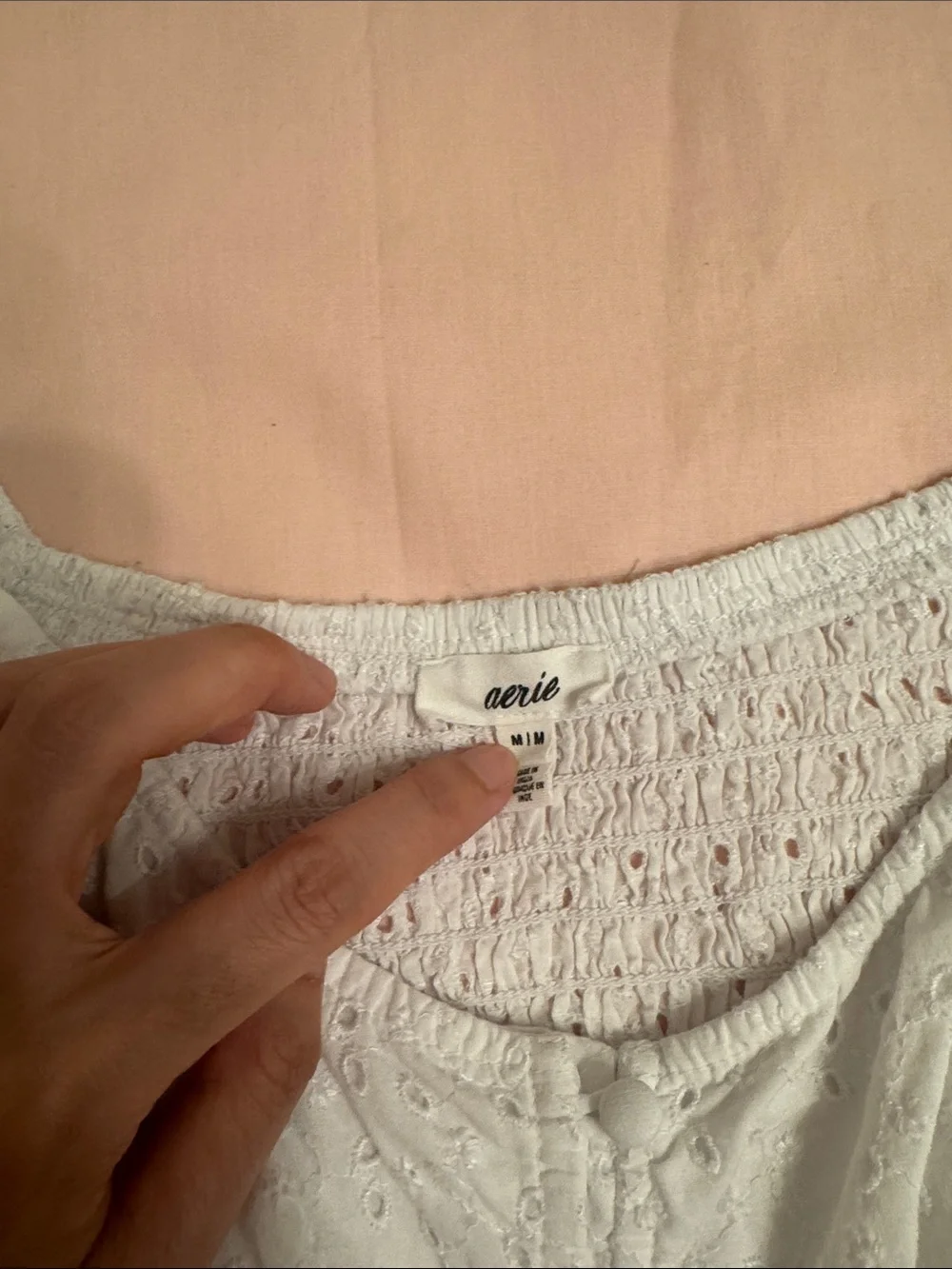 Aerie Women’s White Eyelet Peplum Blouse